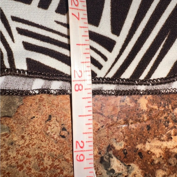 Lily Brown White Elastic Waist Tropical Ruffled Leaf Midi Skirt Size Medium - Picture 4 of 6